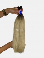 Cabelo Brasileiro Loiro Mesclado Raiz Esfumada 45 CM