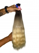 Cabelo Brasileiro Loiro Ondulado Mesclado Ponta Clara 60 CM