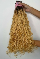 Cabelo Humano Brasileiro Cacheado Caipira Loiro 65 CM