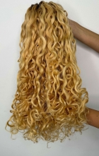 Cabelo Humano Brasileiro Cacheado Caipira Loiro 65 CM