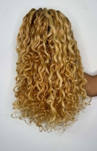 Cabelo Humano Brasileiro Cacheado Caipira Loiro 65 CM