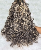 Cabelo Humano Brasileiro Cacheado Caipira Grisalho 65 CM