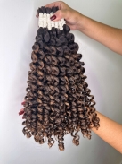 Cabelo Humano Cacheado tipo 2 75 CM Morena Iluminado Mesclado
