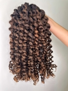 Cabelo Humano Cacheado tipo 2 75 CM Morena Iluminado Mesclado