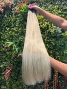 Cabelo Brasileiro Loiro Mesclado Raiz Esfumada 75 CM