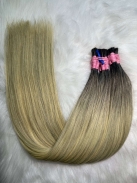 Cabelo Brasileiro Loiro Mesclado Raiz Esfumada 75 CM