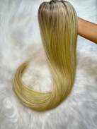 Cabelo Brasileiro Loiro Mesclado Raiz Esfumada 75 CM