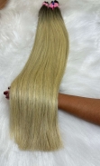 Cabelo Brasileiro Loiro Mesclado Raiz Esfumada 75 CM