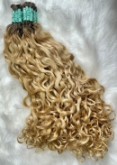 Cabelo Humano Brasileiro Cacheado Caipira Loiro 75 CM