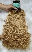 Cabelo Humano Brasileiro Cacheado Caipira Loiro 75 CM