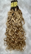 Cabelo Humano Brasileiro Cacheado Caipira Loiro 65 CM