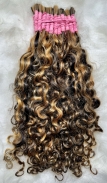 Cabelo Humano Brasileiro Cacheado Caipira Grisalho 55 CM