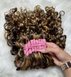 Cabelo Humano Brasileiro Cacheado Caipira Grisalho 55 CM