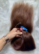 Cabelo Brasileiro Levemente Ondulado Castanho 55 CM 80 Gramas
