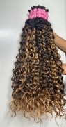 Cabelo Humano Cacheado tipo 3 65 CM Morena Iluminado