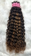Cabelo Humano Cacheado tipo 3 65 CM Morena Iluminado