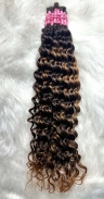Cabelo Humano Cacheado tipo 3 65 CM Morena Iluminado