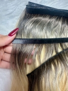 Tela adesiva - CABELO BRASILEIRO 65 CM LOIRO RAIZ ESFUMADA