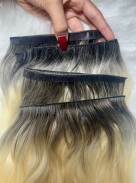 Tela adesiva - CABELO BRASILEIRO 65 CM LOIRO RAIZ ESFUMADA
