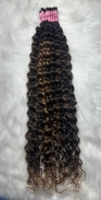 Cabelo Humano Cacheado tipo 3 75 CM Morena Iluminado