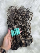 Cabelo Humano Brasileiro Cacheado Caipira Grisalho 65 CM