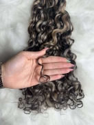 Cabelo Humano Brasileiro Cacheado Caipira Grisalho 65 CM